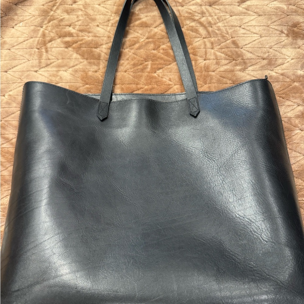 Madewell Black Leather Tote Bag